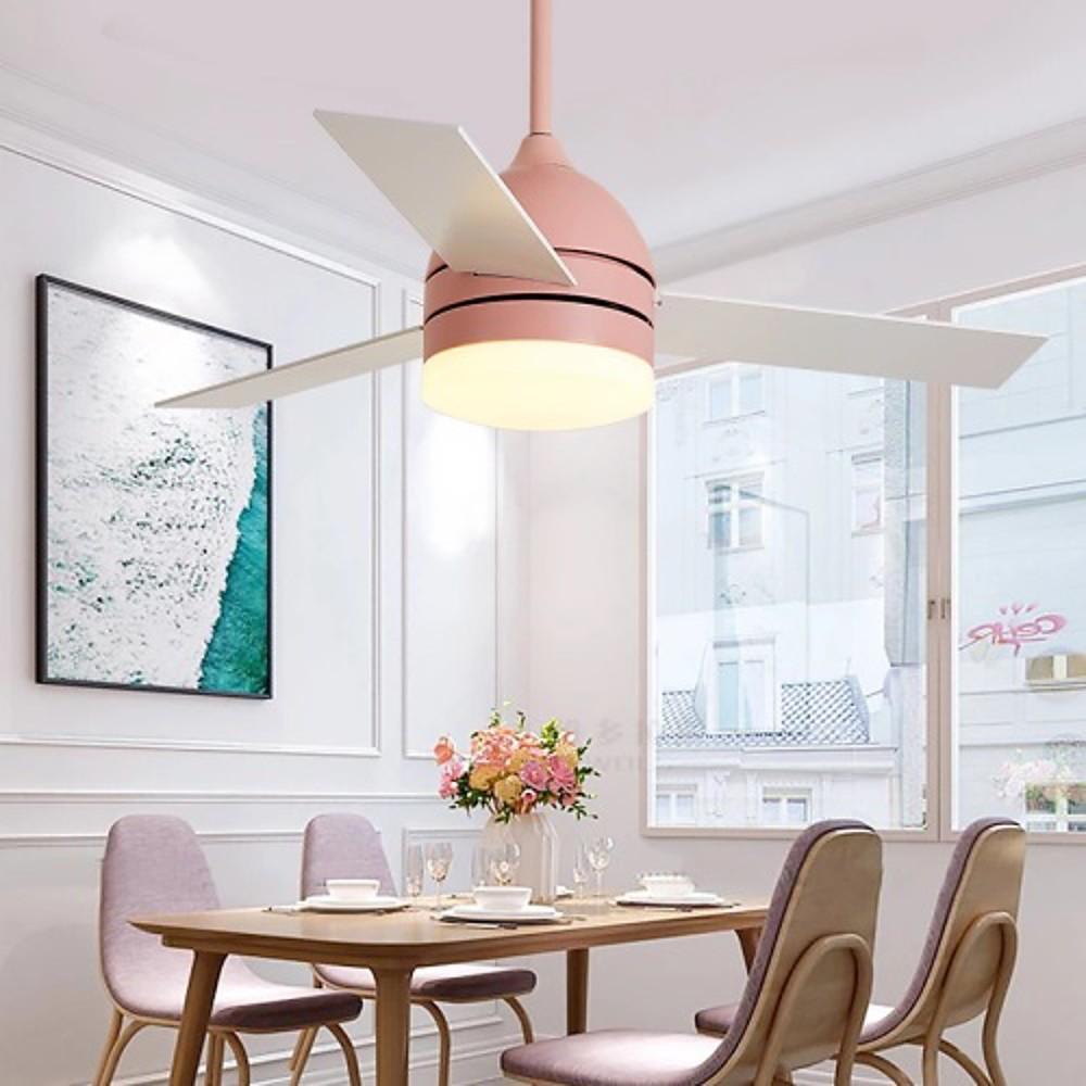 Modern LED Flush Mount Ceiling Fan with Acrylic Shade and Electroplated Metal Finish