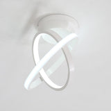 Modern Geometric Interlocking Ring LED Ceiling Light Black Flush Mount Fixture for Bedroom