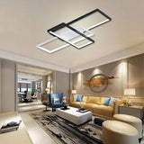 Modern Rectangular 3 Tier LED Flush Mount Ceiling Lamp Large Geometric Integrated Lighting Fixture