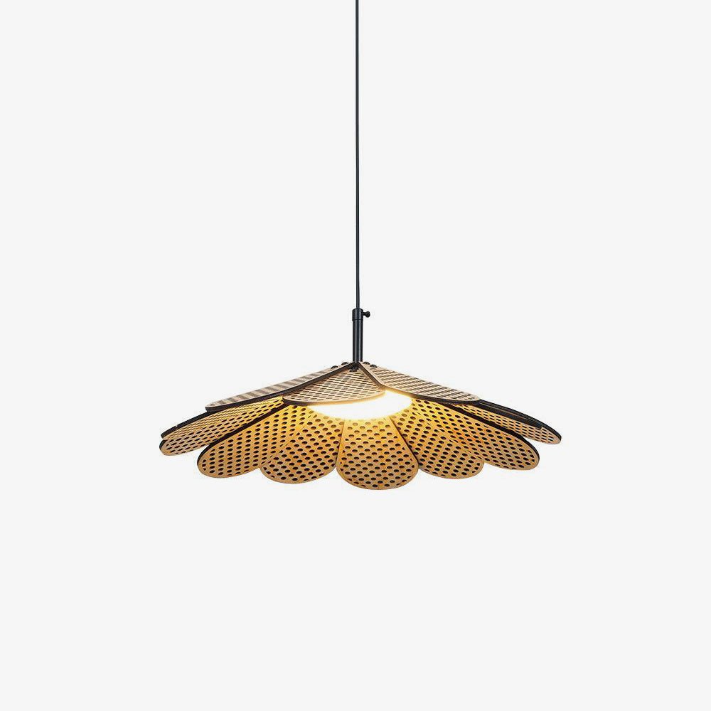 Hollyhock Wood LED Pendant Light Minimalist Wabi Sabi Hanging Ceiling Lamp for Modern Spaces