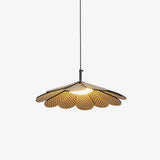 Hollyhock Wood LED Pendant Light Minimalist Wabi Sabi Hanging Ceiling Lamp for Modern Spaces