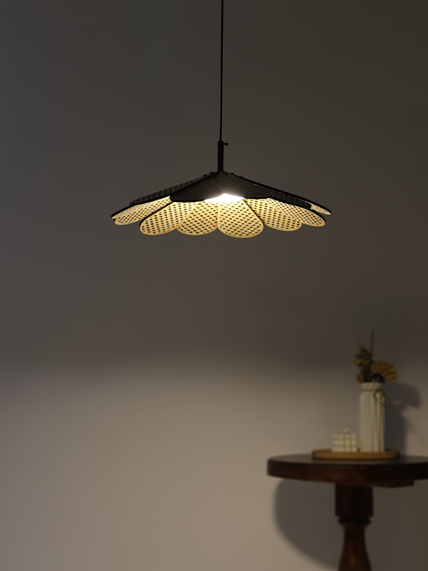 Hollyhock Wood LED Pendant Light Minimalist Wabi Sabi Hanging Ceiling Lamp for Modern Spaces