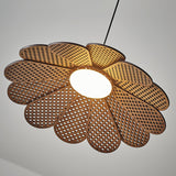 Hollyhock Wood LED Pendant Light Minimalist Wabi Sabi Hanging Ceiling Lamp for Modern Spaces