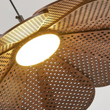 Hollyhock Wood LED Pendant Light Minimalist Wabi Sabi Hanging Ceiling Lamp for Modern Spaces
