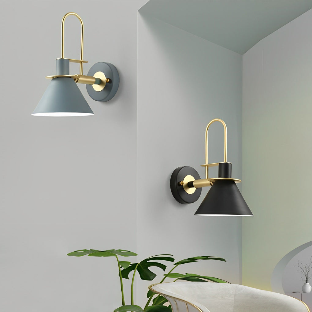Horn Shape Minimalist Iron Wall Sconce Modern Industrial Metal Wall Lamp for Living Room