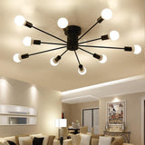Modern 10 Light Metal Flush Mount Ceiling Fixture for Industrial Kitchen and Large Living Spaces