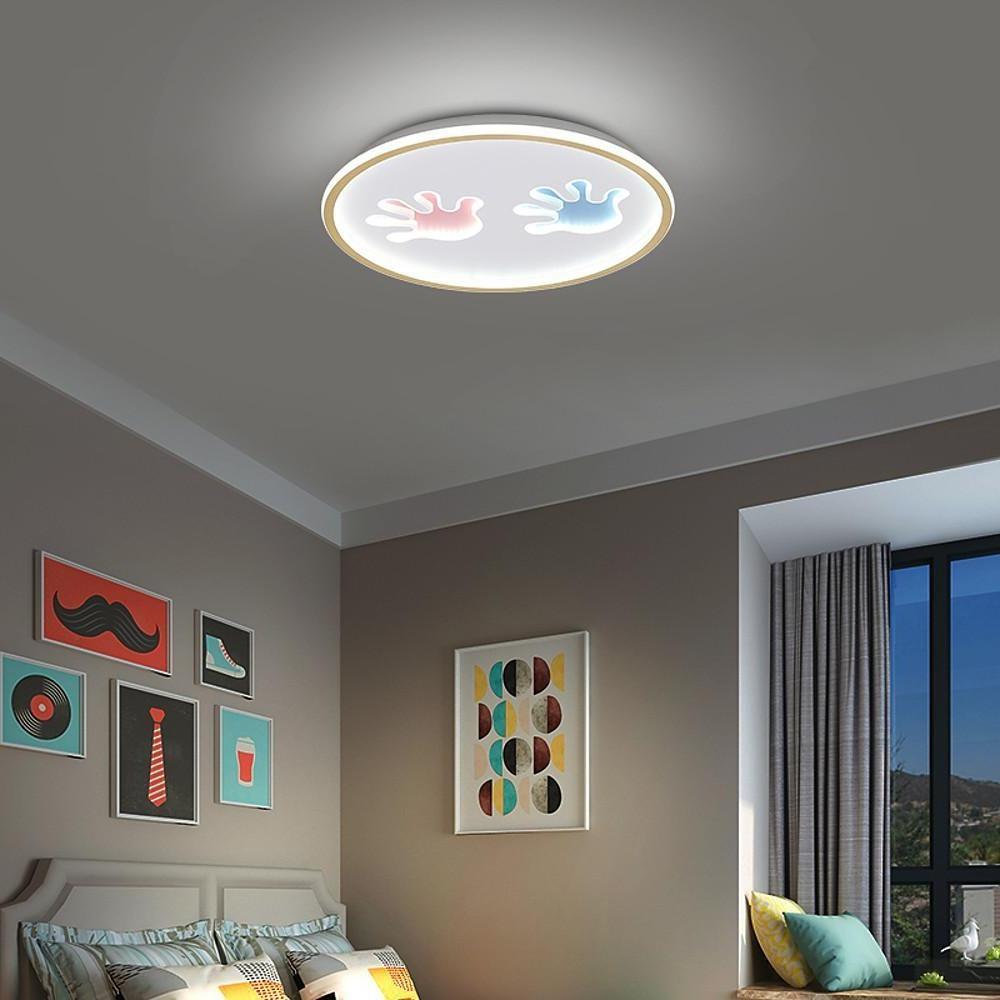 Modern Round LED Ceiling Light with Cartoon Hands Design for Childrens Bedroom Nordic Flush Mount