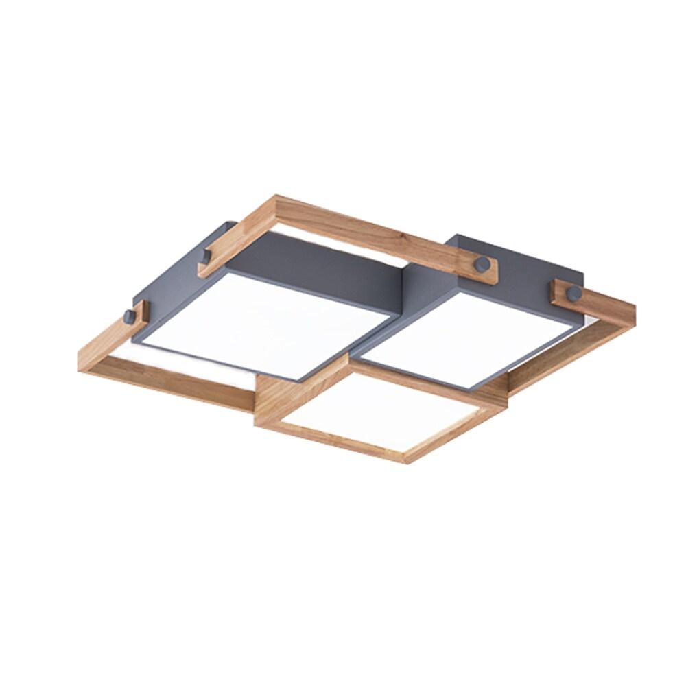 Scandinavian Geometric Wood LED Flush Mount Ceiling Light Modern Interior Fixture
