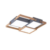 Scandinavian Geometric Wood LED Flush Mount Ceiling Light Modern Interior Fixture