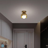 Nordic Copper Globe LED Flush Mount Ceiling Light Fixture 6 Inch Small Globe Lamp