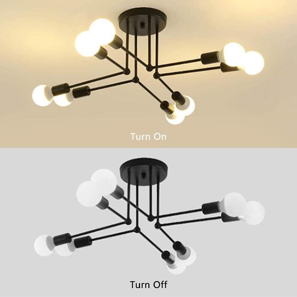 Modern 8 Light Sputnik Chandelier Industrial Metal Ceiling Light Fixture for Living Room and Bedroom