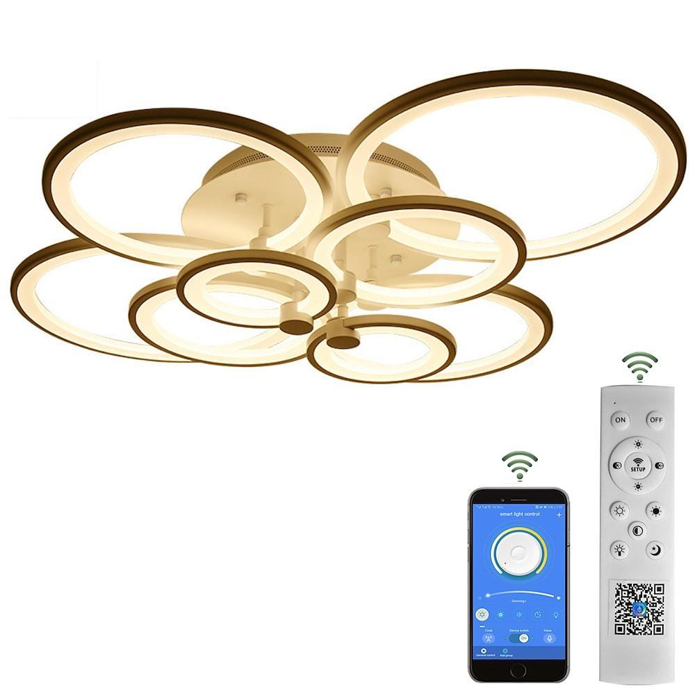 Modern Geometric Overlapping Ring LED Semi Flush Mount Ceiling Light for Living Room