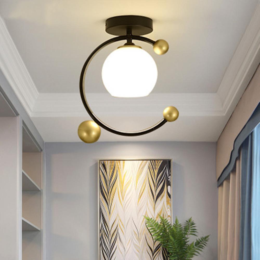 Modern Nordic Glass Globe Flush Mount Ceiling Light for Kitchen Sink Artistic Metal Fixture