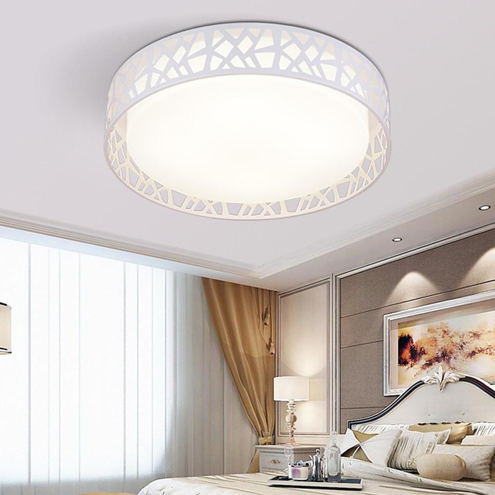 Modern Geometric Round Metal LED Flush Mount Ceiling Light for Bedroom Kitchen and Office