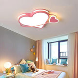 Modern Heart Shaped LED Ceiling Light Dimmable Flush Mount Fixture for Kids Bedroom and Nursery