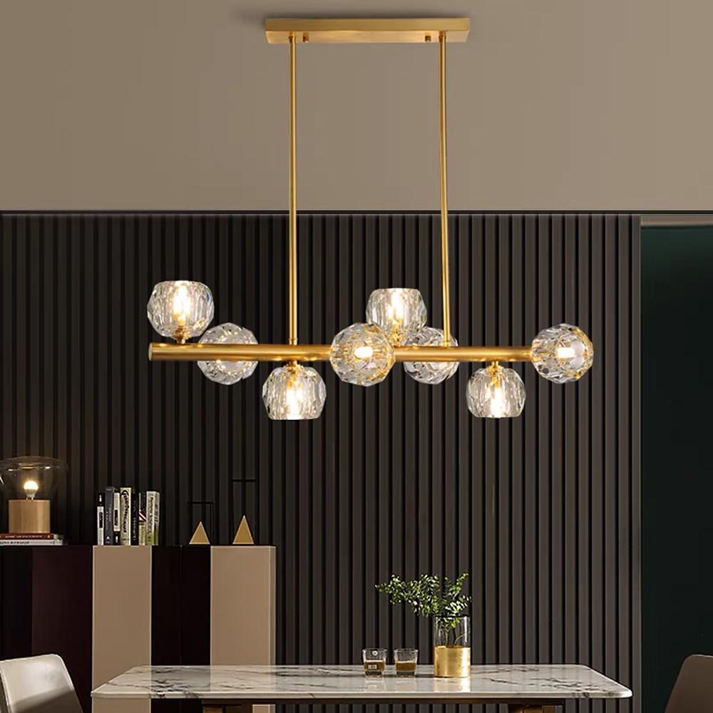 Modern Crystal Globe Cluster Flush Mount Ceiling Light with Metal Frame and LED Illumination