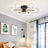 Modern 6 Light Globe Glass Flush Mount Ceiling Light for Bedroom and Living Room