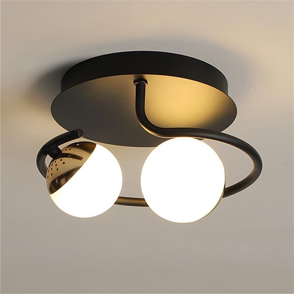 Modern Nordic LED Flush Mount Ceiling Light 2 Globe Cluster Design for Hallway and Bedroom