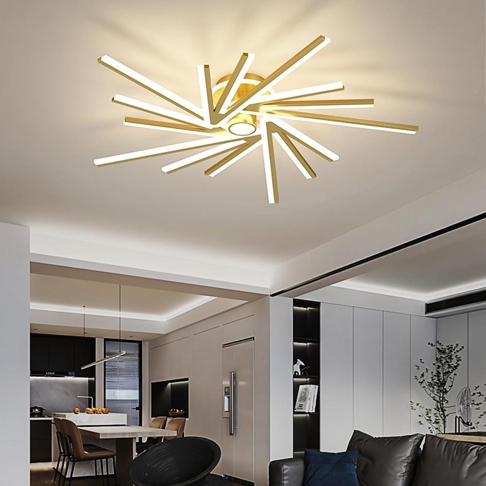 Modern Flower Shaped LED Ceiling Light Abstract Gold Geometric Flush Mount Fixture