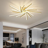 Modern Flower Shaped LED Ceiling Light Abstract Gold Geometric Flush Mount Fixture