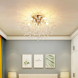 Modern 5 Light Crystal Branch Flush Mount Ceiling Light for Living Room and Bedroom