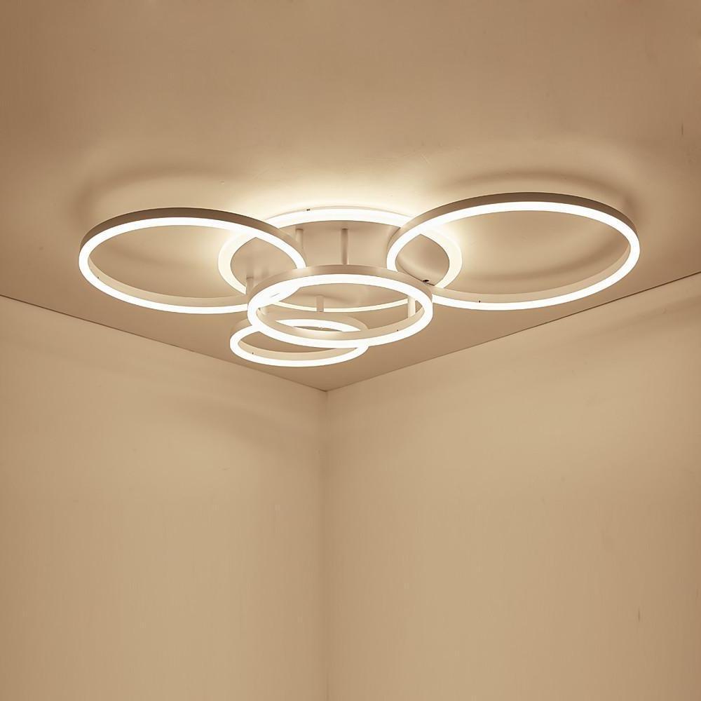 Modern 4 Ring LED Flush Mount Ceiling Light Dimmable Lighting Fixture with Remote Control
