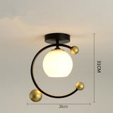 Modern Nordic Glass Globe Flush Mount Ceiling Light for Kitchen Sink Artistic Metal Fixture