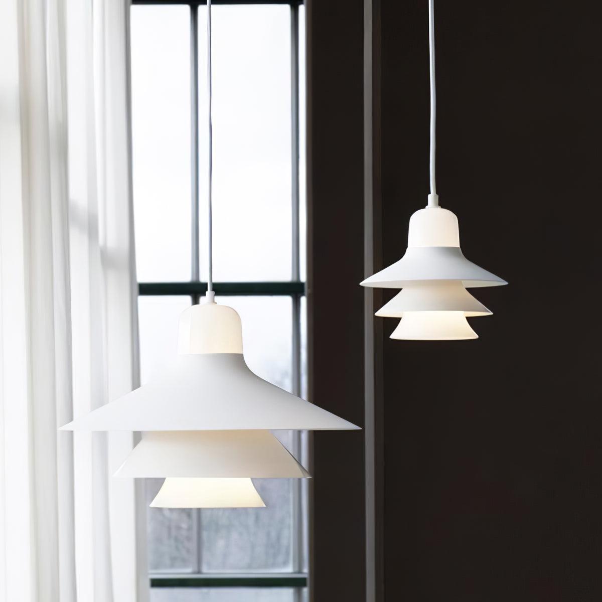 Ikono Style Aluminum Pendant Light with Glass Diffuser and Dual Shade Design for Modern Interior Decor