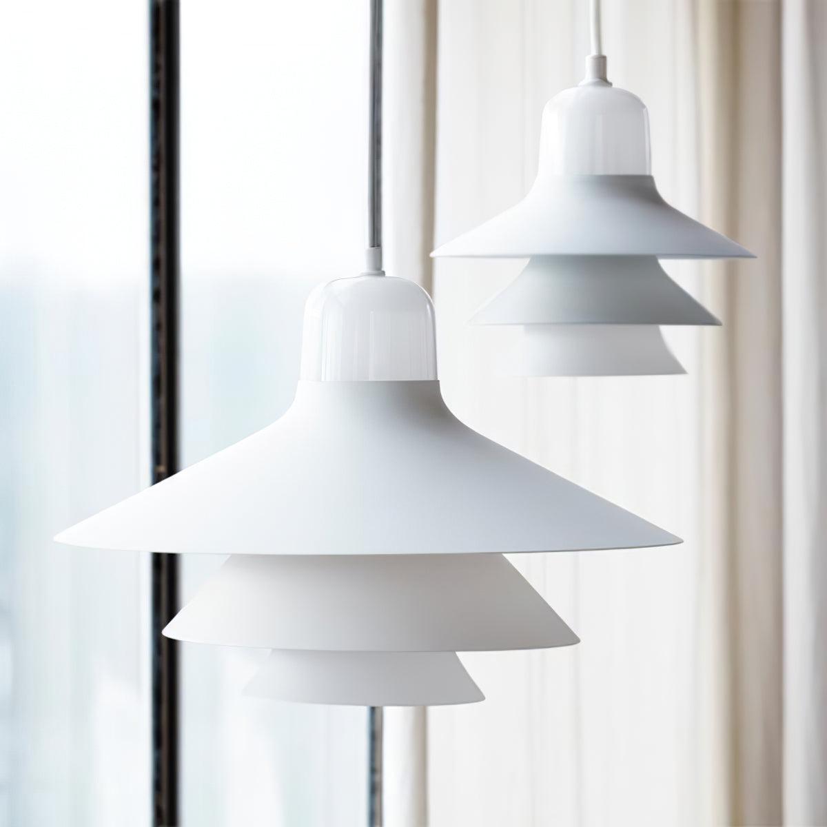Ikono Style Aluminum Pendant Light with Glass Diffuser and Dual Shade Design for Modern Interior Decor
