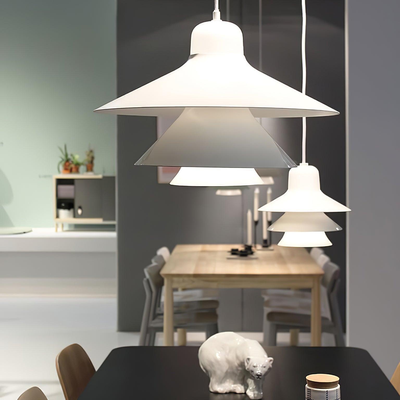 Ikono Style Aluminum Pendant Light with Glass Diffuser and Dual Shade Design for Modern Interior Decor