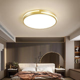 Modern Gold Dimmable LED Round Flush Mount Ceiling Light for Bedroom and Hallway