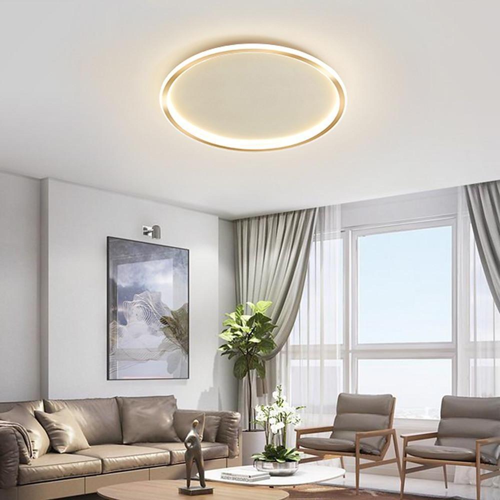 Modern Geometric Circular LED Flush Mount Ceiling Light Minimalist Metal Luminaire for Living Room