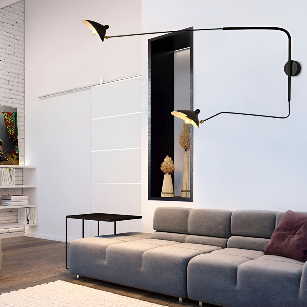 Industrial Adjustable Swing Arm Wall Sconce Metal Iron Long Arm Wall Lamp for Living Room and Bedroom