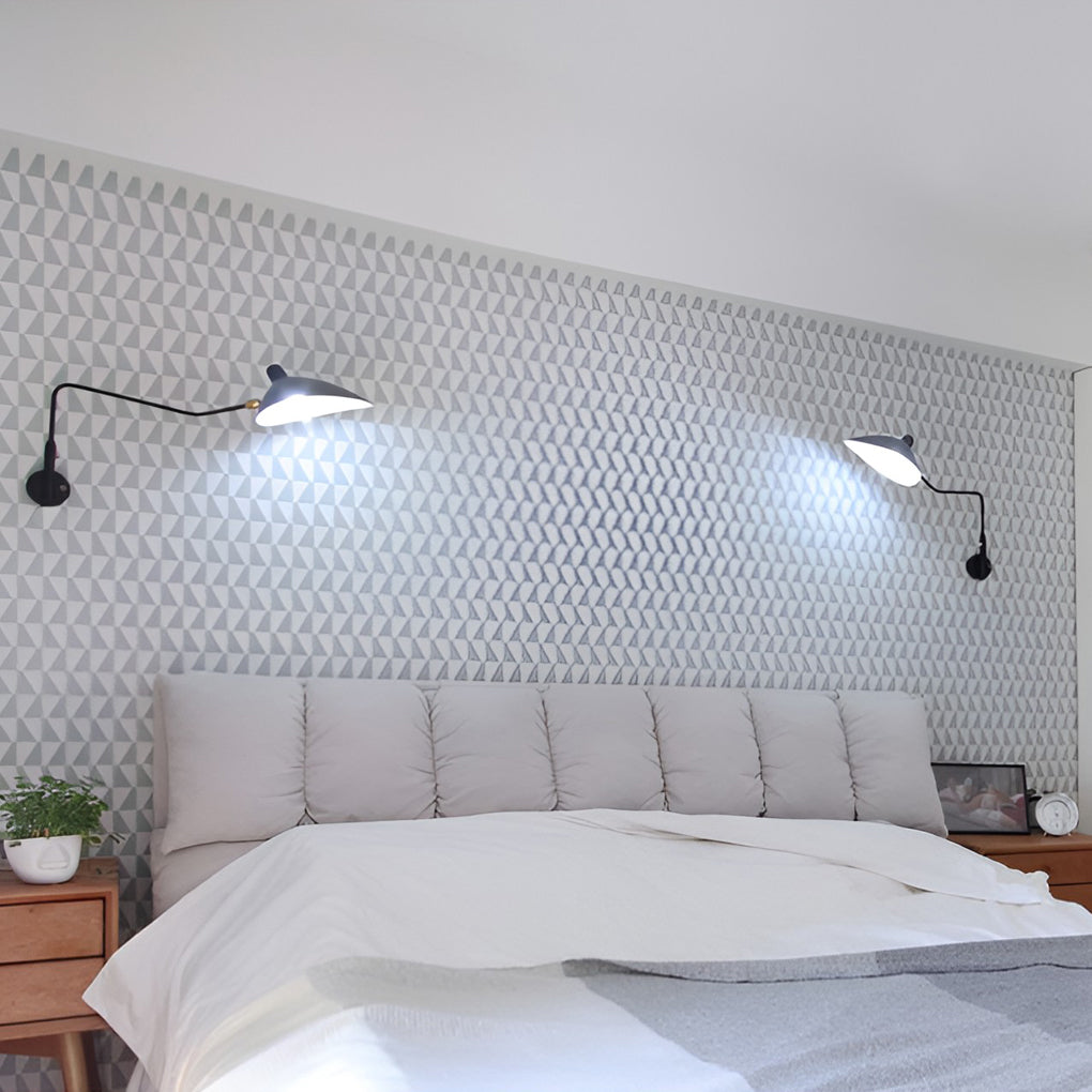 Industrial Adjustable Swing Arm Wall Sconce Metal Iron Long Arm Wall Lamp for Living Room and Bedroom