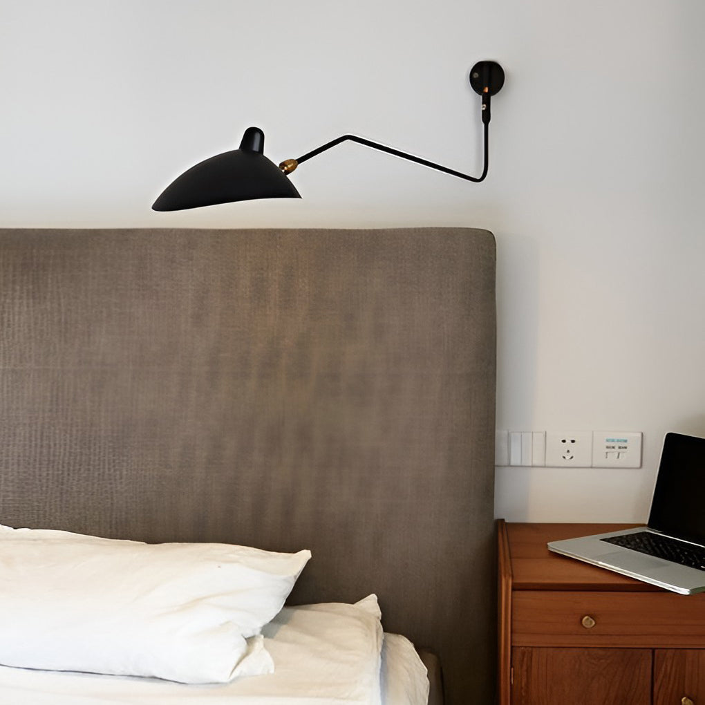 Industrial Adjustable Swing Arm Wall Sconce Metal Iron Long Arm Wall Lamp for Living Room and Bedroom