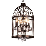 Industrial Birdcage Crystal Chandelier Vintage Iron Pendant Light for Dining Room