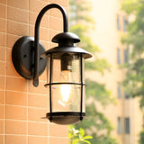 Industrial Black Iron and Glass Waterproof Outdoor Wall Sconce Exterior LED Lighting for Patio and Garden