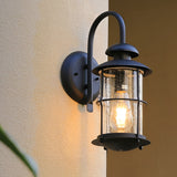 Industrial Black Iron and Glass Waterproof Outdoor Wall Sconce Exterior LED Lighting for Patio and Garden