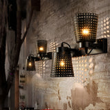 Industrial Black Iron Hollow Wall Sconce Adjustable Vintage Metal Plug In Wall Light