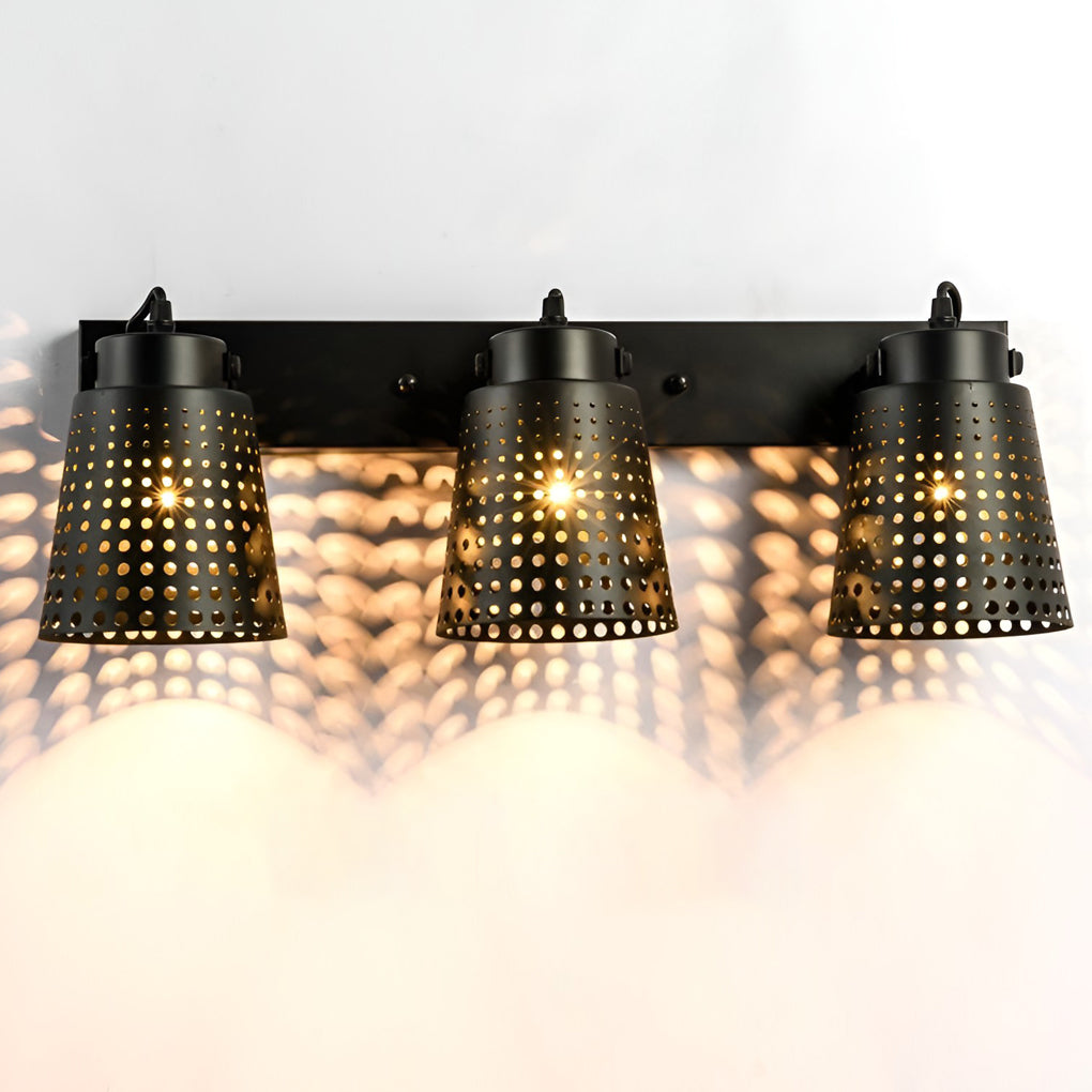 Industrial Black Iron Hollow Wall Sconce Adjustable Vintage Metal Plug In Wall Light
