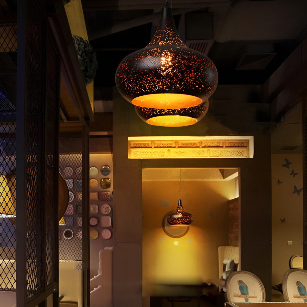 Industrial Black Iron Pendant Light Retro E27 Ceiling Hanging Lamp for Living Room Dining Office