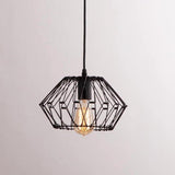 Industrial Black Wire Lantern Pendant Light for Kitchen Island Farmhouse Metal Cage Hanging Fixture