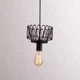 Industrial Black Wire Lantern Pendant Light for Kitchen Island Farmhouse Metal Cage Hanging Fixture