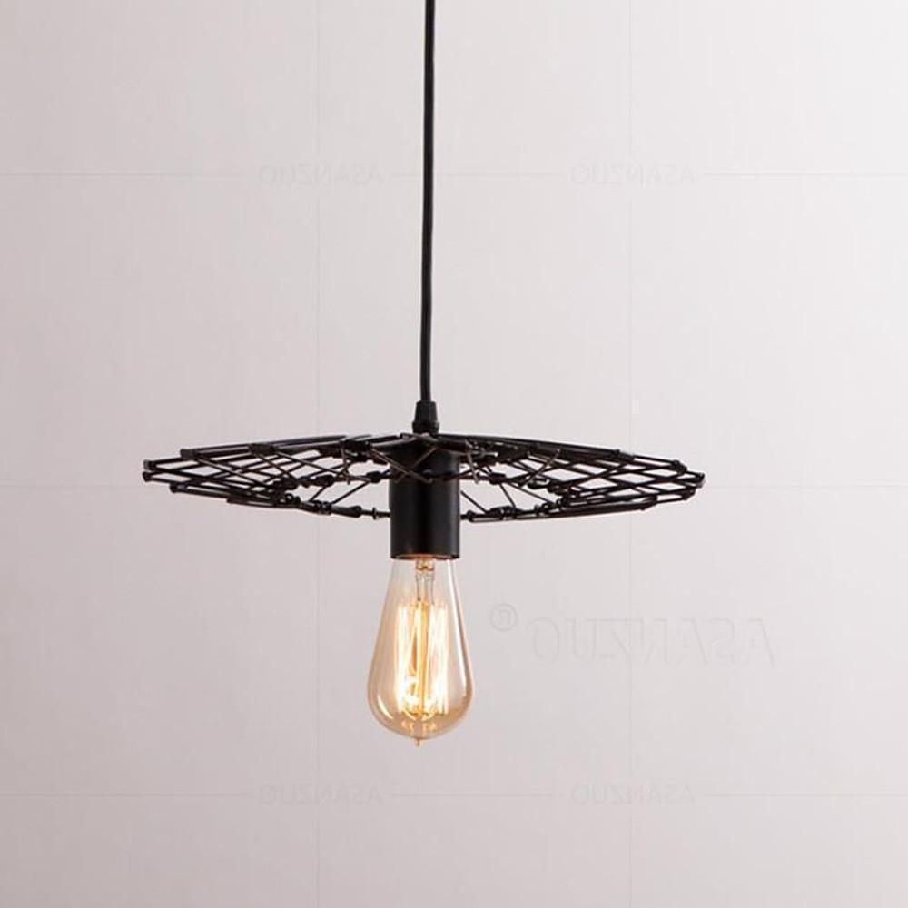 Industrial Black Wire Lantern Pendant Light for Kitchen Island Farmhouse Metal Cage Hanging Fixture