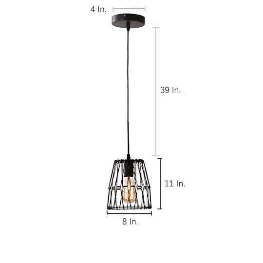 Industrial Black Wire Lantern Pendant Light for Kitchen Island Farmhouse Metal Cage Hanging Fixture