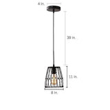 Industrial Black Wire Lantern Pendant Light for Kitchen Island Farmhouse Metal Cage Hanging Fixture