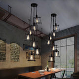 Industrial Black Wire Lantern Pendant Light Vintage Metal Cage Hanging Ceiling Fixture
