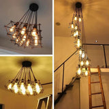 Industrial Black Wire Lantern Pendant Light Vintage Metal Cage Hanging Ceiling Fixture