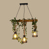 Industrial Farmhouse Wooden Beam Chandelier with Hemp Rope for Island Dining Room