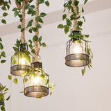 Industrial Farmhouse Wooden Beam Chandelier with Hemp Rope for Island Dining Room